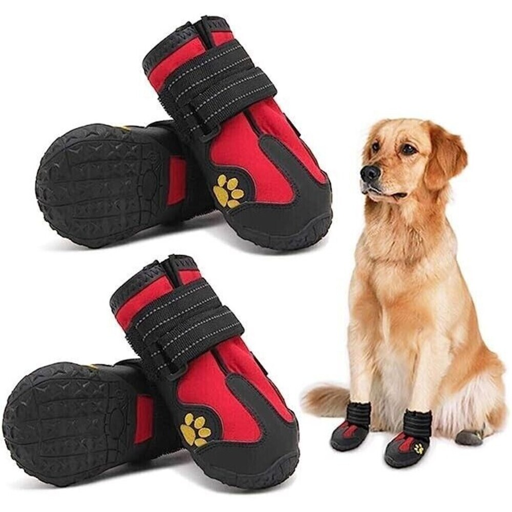 PK.ZTopia Dog Boots Waterproof Rain Boots Dog Booties Reflective Rugged size 4